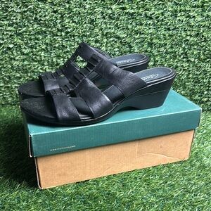Clarks Women's Black Wedge Sandals